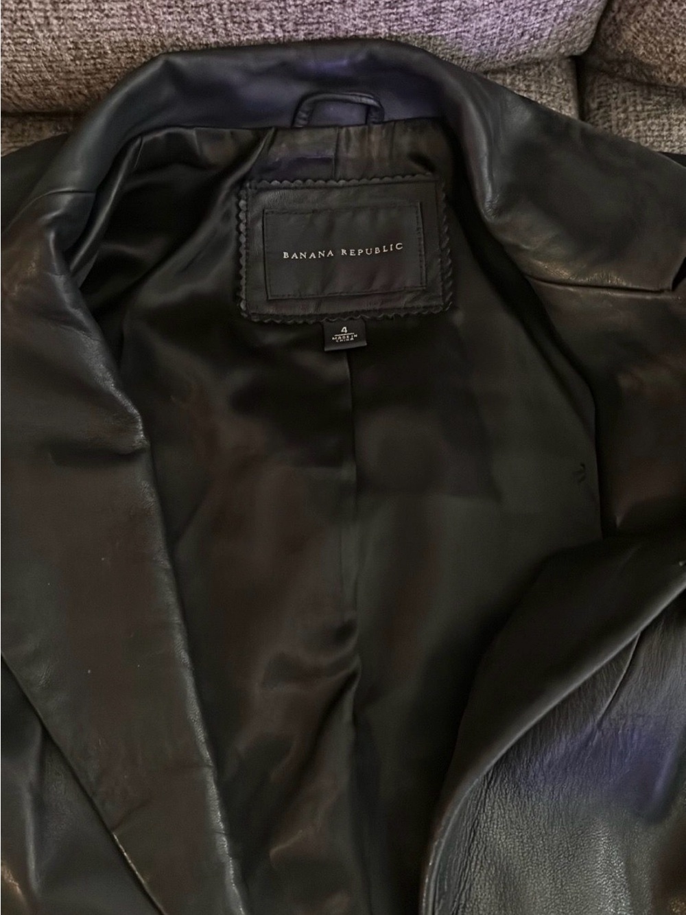 Banana Republic Men’s Black Leather Blazer Jacket
